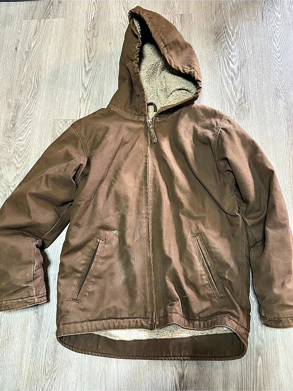 Blue Mountain Boys Sherpa Lined Hooded Canvas Jacket Kids Hooded Jacket